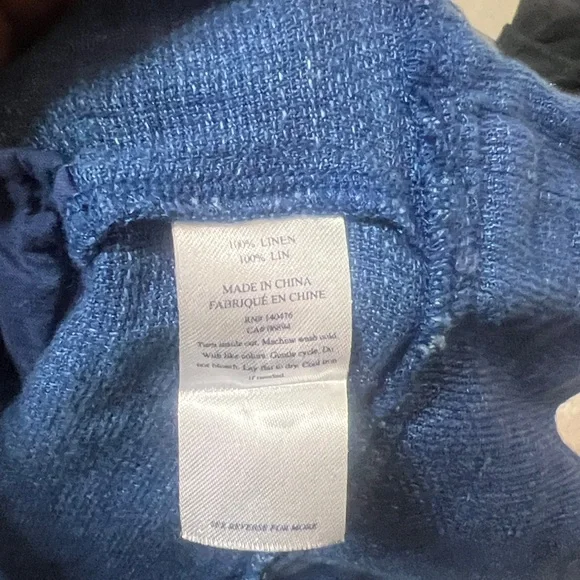 Faherty women’s linen Isha Basketweave Sleeveless Indigo Button-Front Dress Sz M - Picture 6 of 9